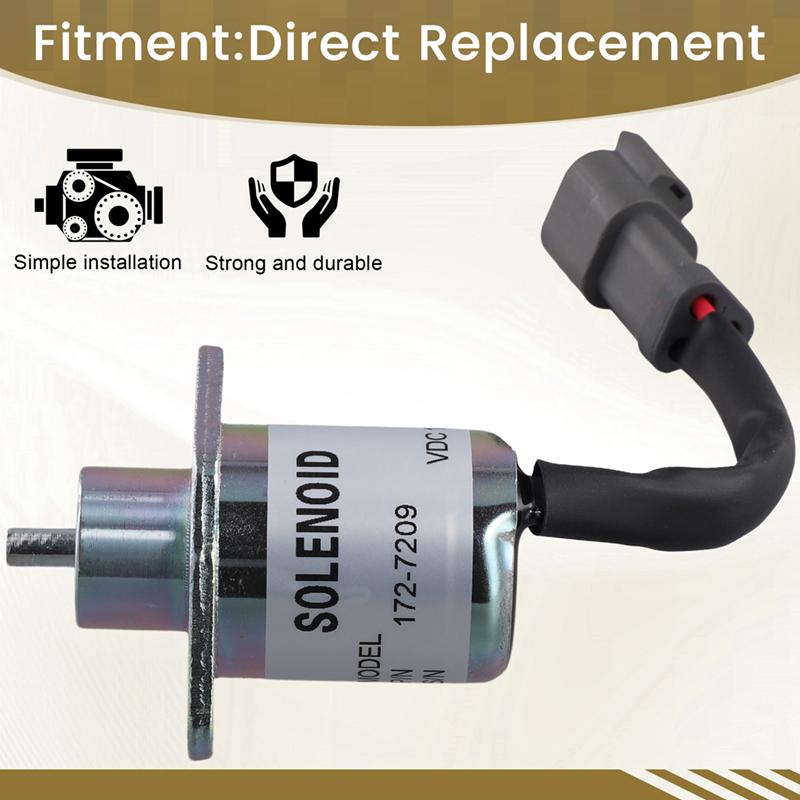 172-7209 12V Shutoff Solenoid Valve For Caterpillar 3024C 3034 Engine Shutdown Oil Cut-Off Solenoid Valve 1727209