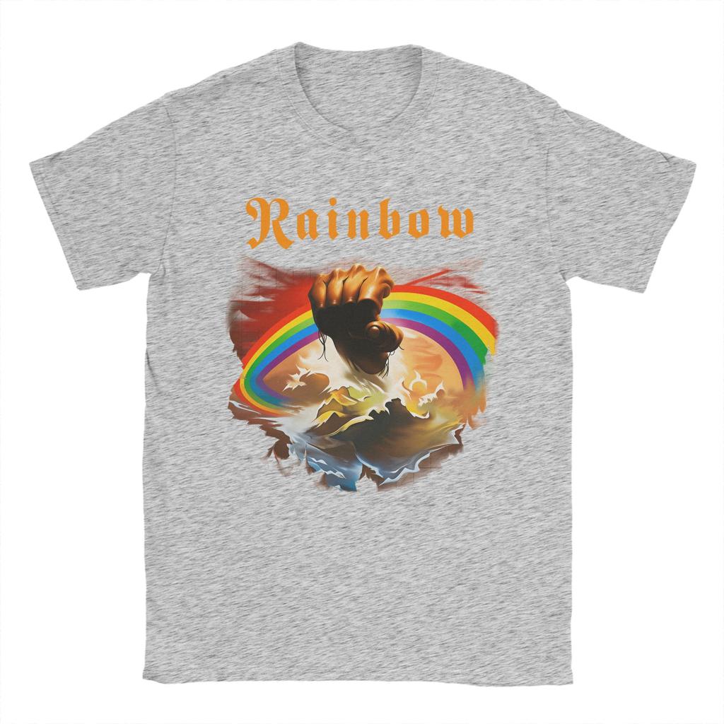 Men T-Shirts Rainbow Fashion Cotton Tees Short Sleeve Rising Album Band T Shirts Round Collar Clothing Plus Size