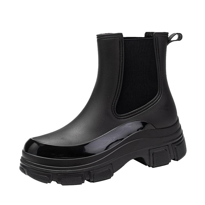 Women's Elastic Band New Martin Rain Boots Platform Plastic Waterproof Outdoor Work Shoes Kitchen Overshoes