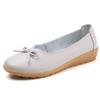 Women Flats Ballet Shoes Genuine Cowhide Leather Breathable Moccasins Boat Ballerina Ladies Casual Loafers Off White