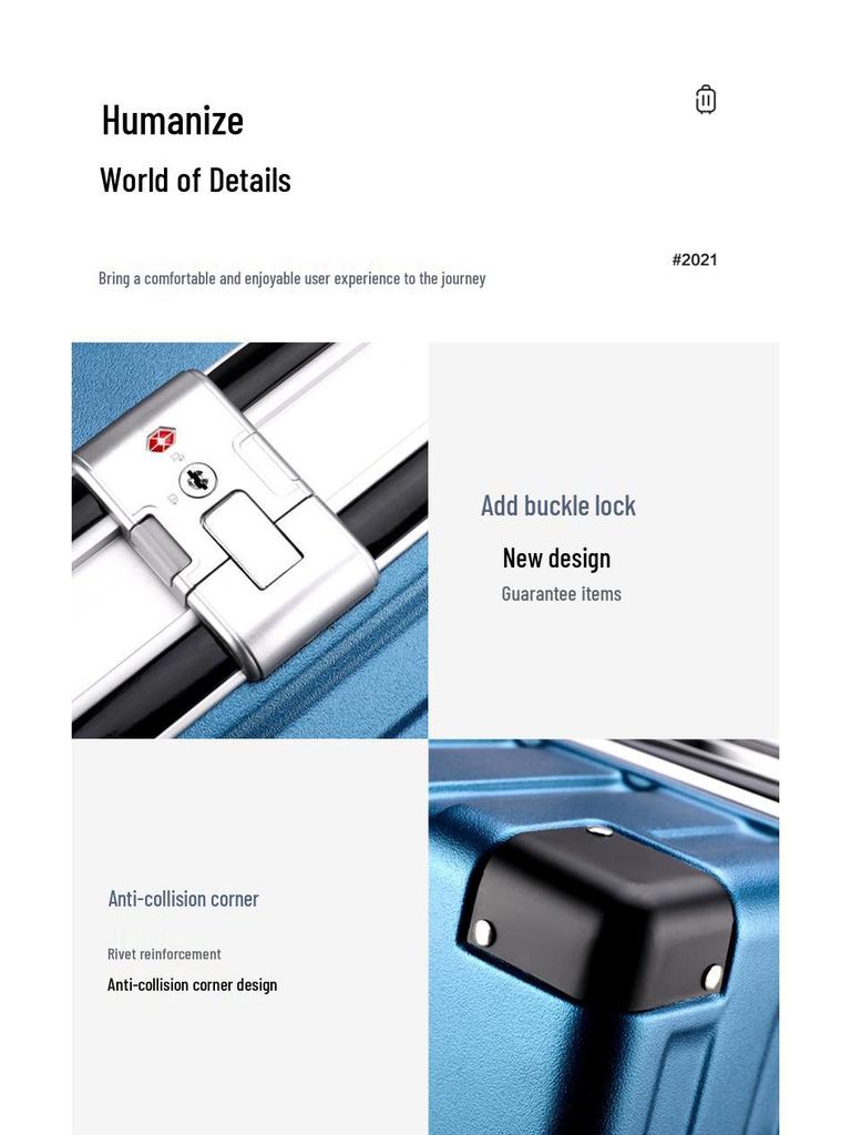 Large Capacity 20/22/24 Inch Aluminum Trolley Suitcase with Universal Wheels