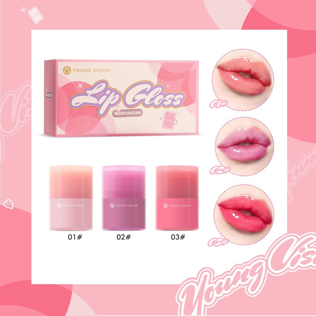 YOUNG VISION Twist Lip Gloss 3 Color Set Moisturizing and Moistening Color Mirror Lip Gloss Lip Oil