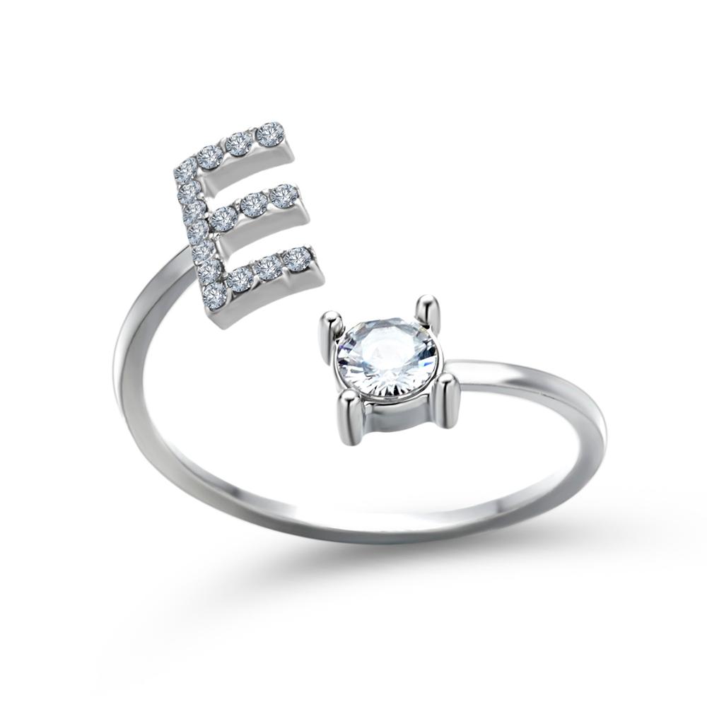 Fashion Initials A-Z Letter Ring Women Classic Gold Color Silver Color Opening Finger Ring For Girl Party Jewelry Gift Wholesale