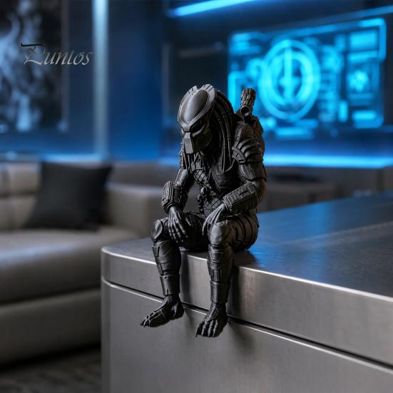 Детализированная модель Меха в Броне, 3D-печатная фигурка Хищника, Статуэтки Сидящие на Краю Стола, Мини-фигурка Sci-fi, Скульптура Воина-пришельца
