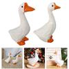 2PCS Wood Goose Sculpture Natural Miniature Animal Collectible Ornament for Home and Garden Decoration Wood Duck Art