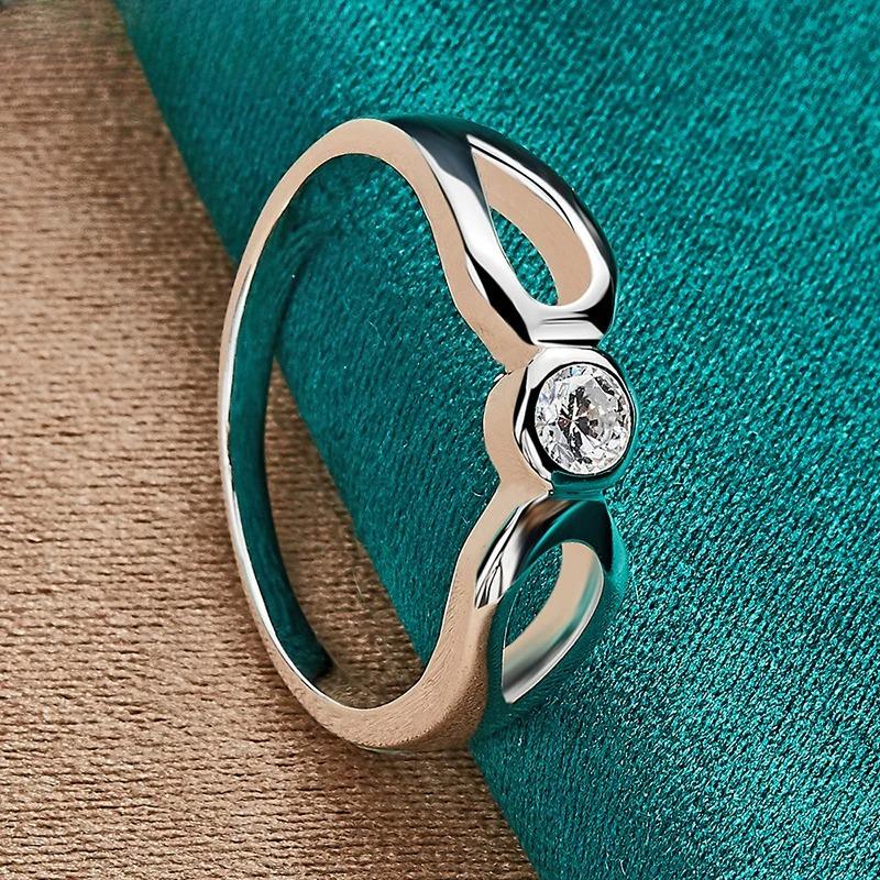 925 Sterling Silver Angel's Eye Zircon 7-10# Ring for Women Wedding Party Fashion Charm Jewelry