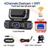 Dash Cam 4 Lens WiFi 24H Parking Monitor HD 1080P 360° Car Camera Video Recorder Anti-theft Black Box Rear View Camera Free OBD2