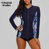 CHARMLEAKS Women Zip UV Sports Shirt Rash Vest Long Sleeve Rashguard Running Biking Beach Shirts Rashguard Tankini Top
