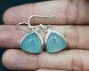 Aqua Chalcedony Gemstone Triangle Earring, Handmade Jewelry, Birthday Gift, Valentine Jewelry, Women Earring, 925 Sterling Silver