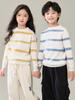 Children's 100% Wool Striped Sweater – Thick, Knitted, Round Neck for Boys & Girls (Autumn/Winter)