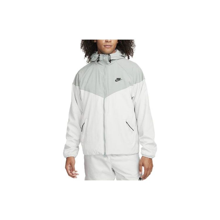 Nike Спортивная одежда Windrunner Logo Embroidered Color Block Loose Casual Hooded Jacket Men jackets Iridescent-Green FB8618-330