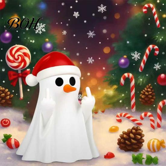 Unique Christmas Gift Ghost Pen Holder with Santa Hat, Funny Desktop Organizer, Creative Storage Cup Halloween Tabletop Statue, Holiday Decor for Home