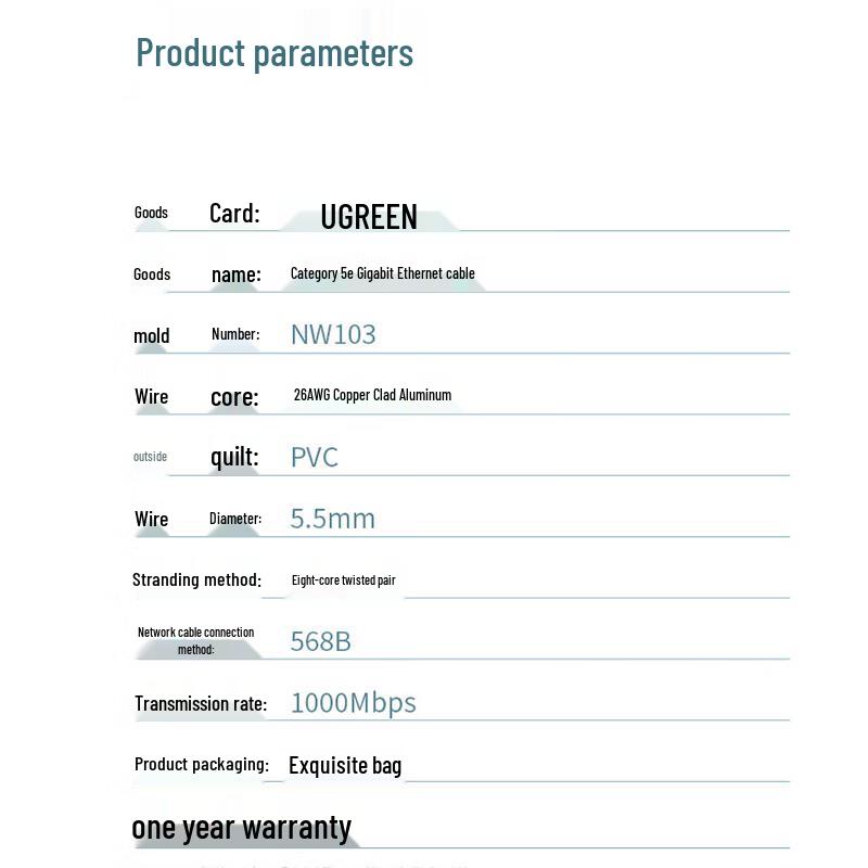 UGREEN NW103 Cat5e Gigabit Ethernet Cable