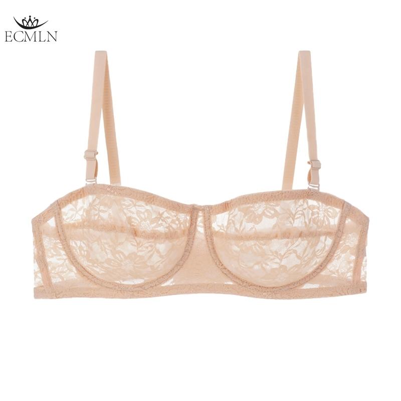 Sexy Women Ultra-thin Strapless Underwear Anti-slip Invisible Soft Breathable Bra Lace Steel Ring Push Up Bra