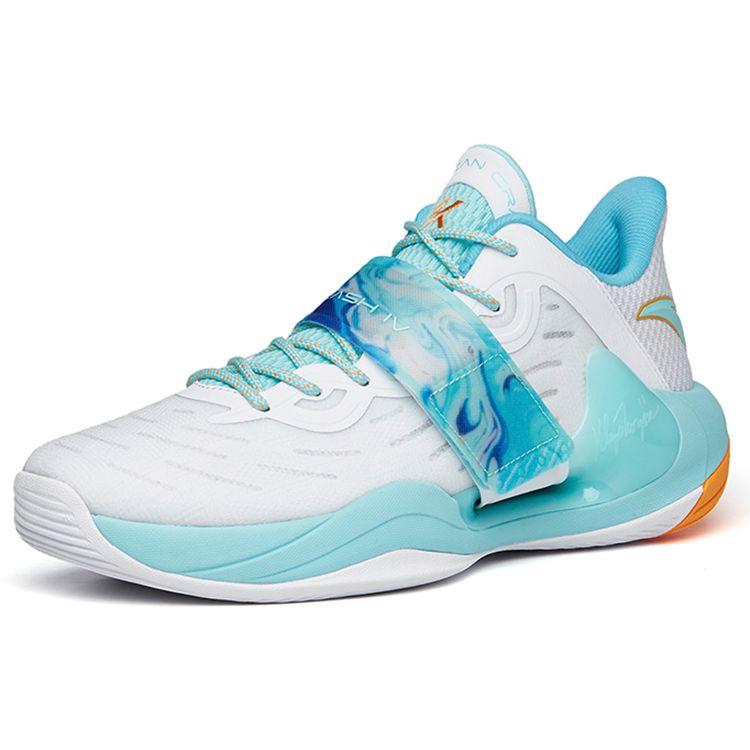 Anta Water Flower 4 Nitrogen Technology Non-Slip Wear-Resistant Low-Top Basketball Shoes Men Basketball Shoes White Blue Orange 112221602-4