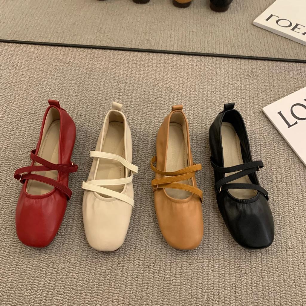 Fashion Bailamos Women Shoes 2024Brand Designer Mary Janes Shoes Woman Square Toe Japanned Leather Flats Vintage Narrow Band Loafers