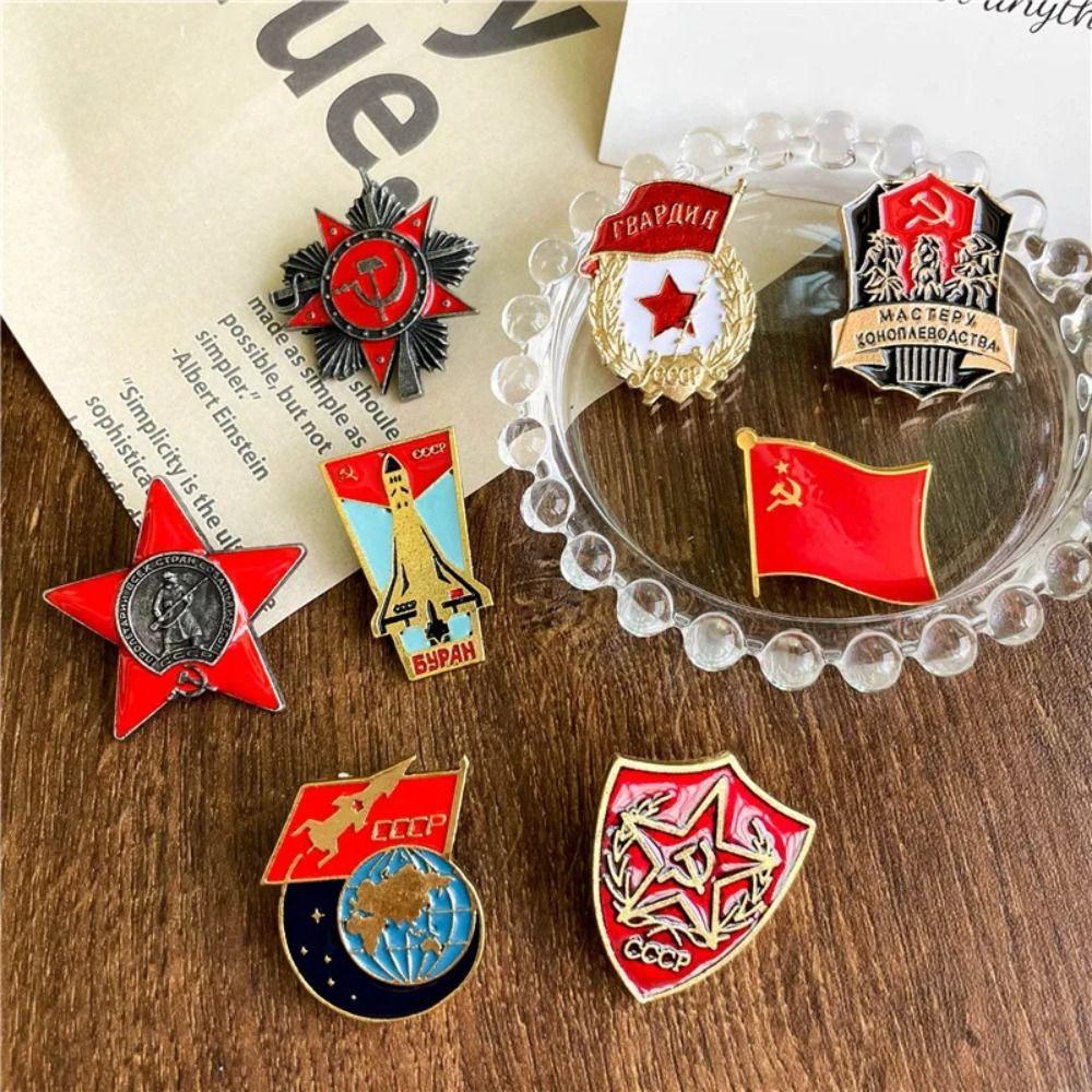 Значок-лента с символом СССР Значок Патриотизм Красная Звезда День Победы Значки на лацкан Иконка Рюкзак Декоративный Брошь с российским флагом