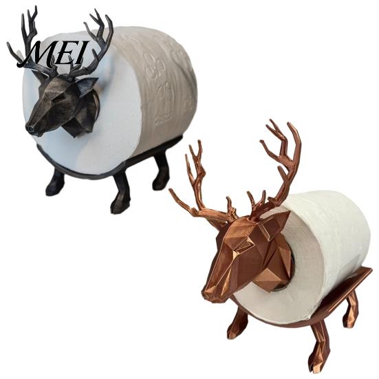 Minimalist Bathroom Organizer 3D Printed Elk Toilet Paper Holder, Stable Base Tissue Roll Decorative Holder Dispenser, Waterproof PLA Towel