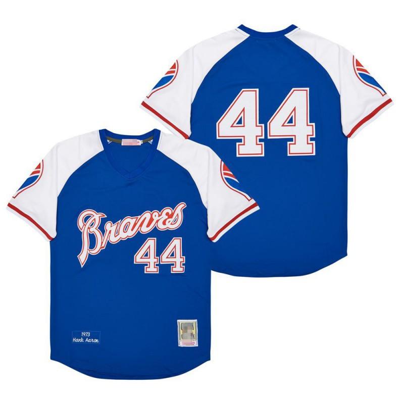 Mens Atlanta Braves Vintage Baseball Jersey 44 Hank Aaron Embroidered Retro Fan Shirt Cotton Blend
