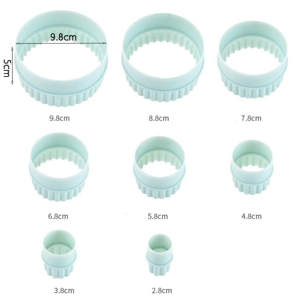 8pcs Plastic Round Cookie Cutters Wavy Pattern Cake Mould Dumpling Skin Cutter Dough