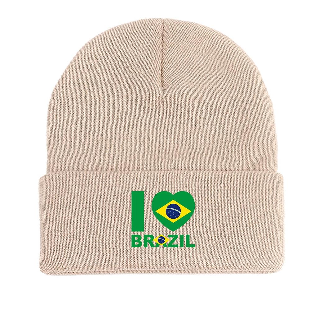 «Я люблю БРАЗИЛИЮ» Зимняя вязаная шапка, шапка-бини с флагом Бразилии Skullies, эластичная термоусадочная унисекс Gorro вязаная шапка-бини