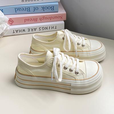 Женские черные парусиновые туфли на плоской подошве 2024 года, новая модная повседневная универсальная нескользящая износостойкая парусиновая спортивная обувь на толстой подошве