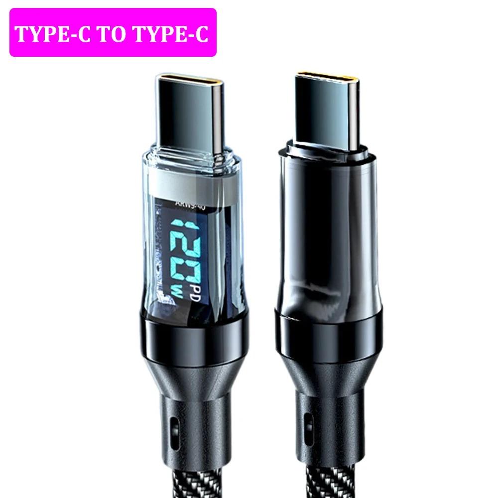 1 шт. 120 Вт светодиодный цифровой дисплей Быстрая зарядка USB Type-C кабель для Samsung Xiaomi Huawei Быстрая зарядка Дата-кабель