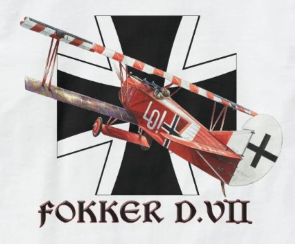 Немецкий самолет Fokker DVII, на котором летал Эрнст Удет, Первая мировая война, Футболка, Летняя, Хлопок, Короткий рукав, Круглый вырез, Мужская футболка, Новая, S3XL