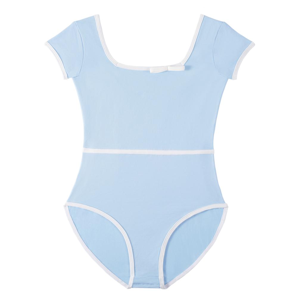 Детские гимнастические купальники для девочек с коротким рукавом, хлопковые с тюлем, детская одежда для балета, танцевальное платье, гимнастический боди