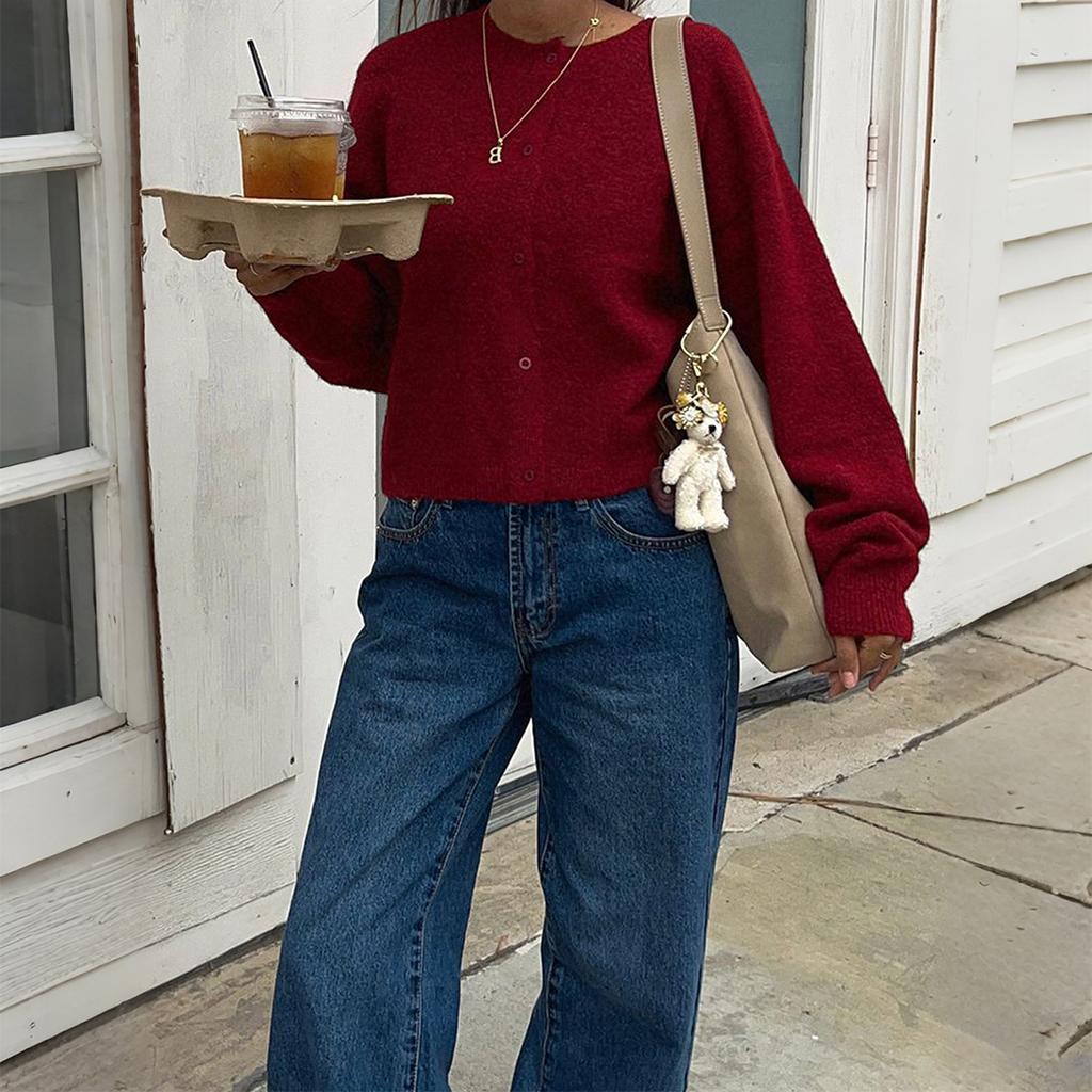 Casual Simple Style Long-sleeved Vest Wool Woolen Women's Autumn Winter