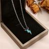 Unique Minimalist Style Turquoise Lightning Pendant Necklace Creative Jewelry Accessory Perfect Gift for Women