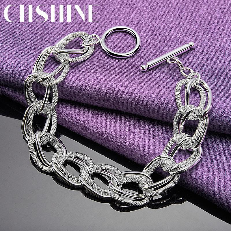 CHSHINE 925 стерлингового серебра гладкий матовый двойной браслет цепи модный шарм свадебная вечеринка высокое качество для женщин ювелирные изделия
