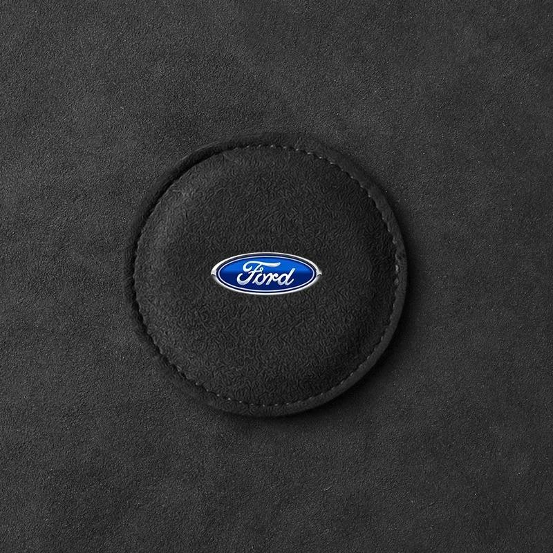 2025 Hot For Ford Turned Fur Car Coasters Non Slip Round Mat Coaster Heat Insulating Mat For Ford Focus 2 3 Mondeo Kuga Fiesta M