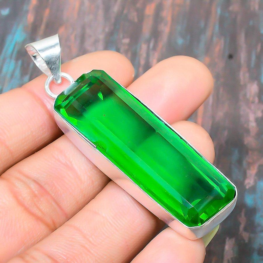 Кулон ювелирных изделий стерлингового серебра 925 пробы драгоценного камня Цаворите ручной работы на День благодарения