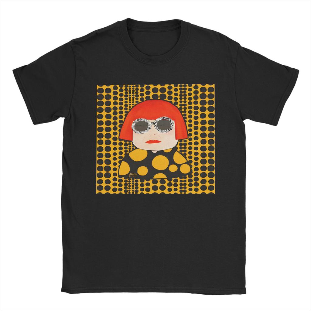 Yayoi KKusama Yellow Polkadots T Shirts Mens Cotton Vintage TShirt O Neck Tee Shirt Short Sleeve Clothing Unique