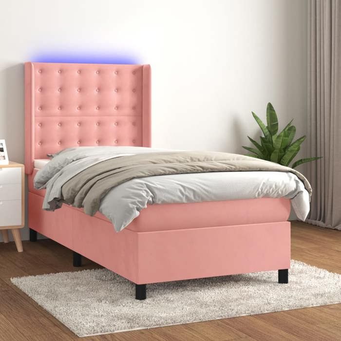 Maison Exclusive - Sommier à lattes de lit matelas et LED Rose 80x200 cm Velours