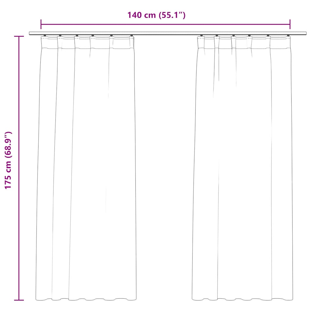 Blackout Curtains with Hooks 2 Pieces Velvet Beige 140 x 175 cm