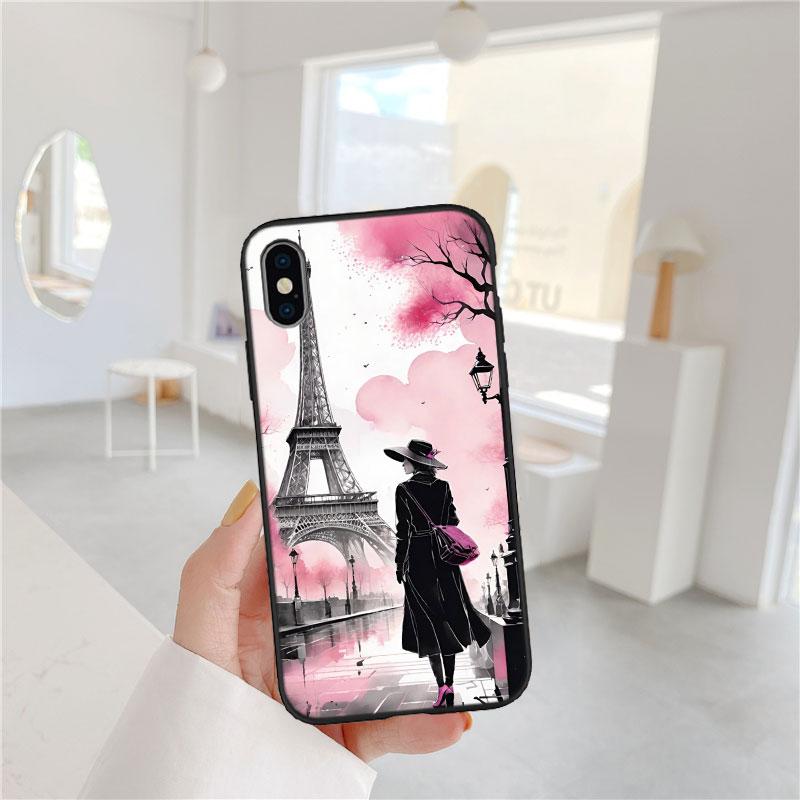 BF87 Париж Эйфелева башня Мягкий чехол для телефона iPhone 16 15 14 13 12 Pro Max Plus Mini