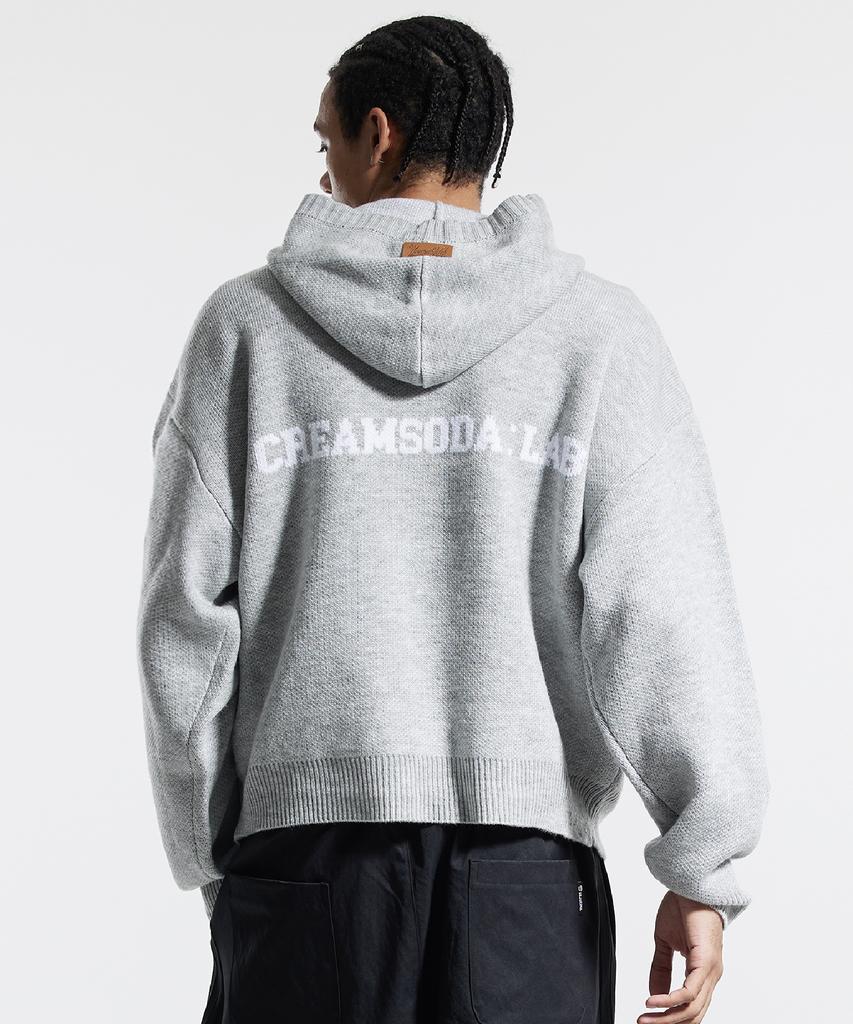 CREAM SODA LAB Cl Washed Graphic Jacquard Hoodie Knit Gray