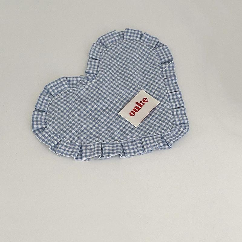 Клетчатый коврик для еды в форме сердца с плиссированным кружевом, милая теплоизоляционная подставка, портативный, деликатные подставки под миски, гостиная