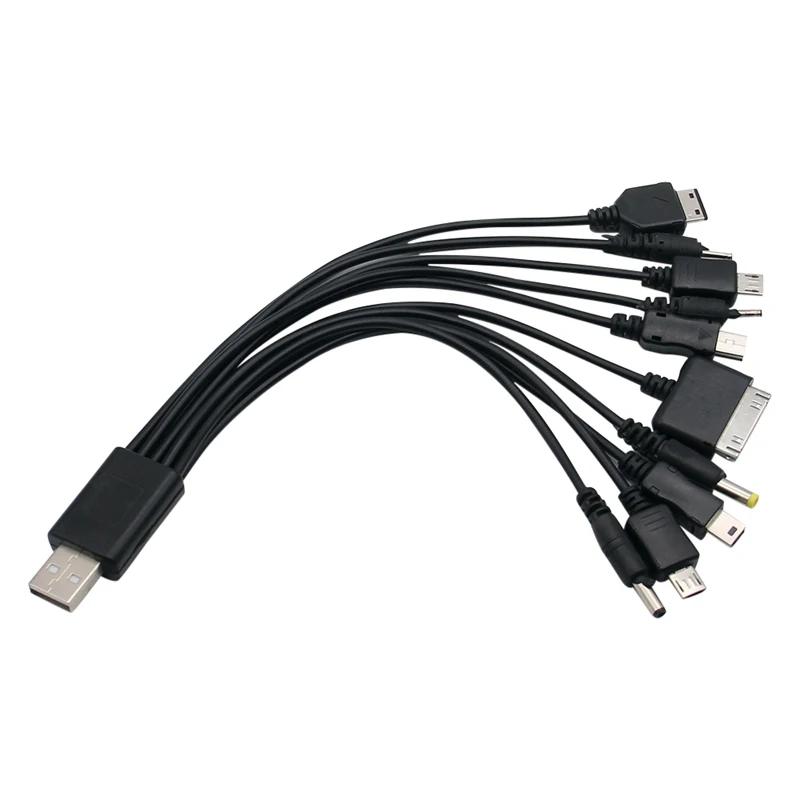 Универсальный USB-кабель для зарядки 10 в 1 с несколькими разъемами, быстрая зарядка, портативный шнур для телефона, наушников, пауэрбанка, для использования на улице