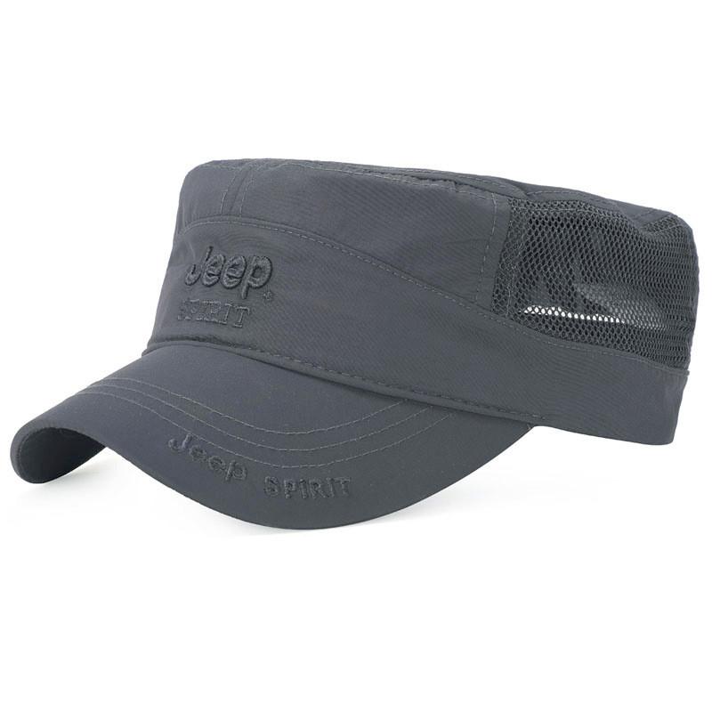 Jeepspirit Flat Top Cap For Men With Embroidered Letter Design And Large Brim