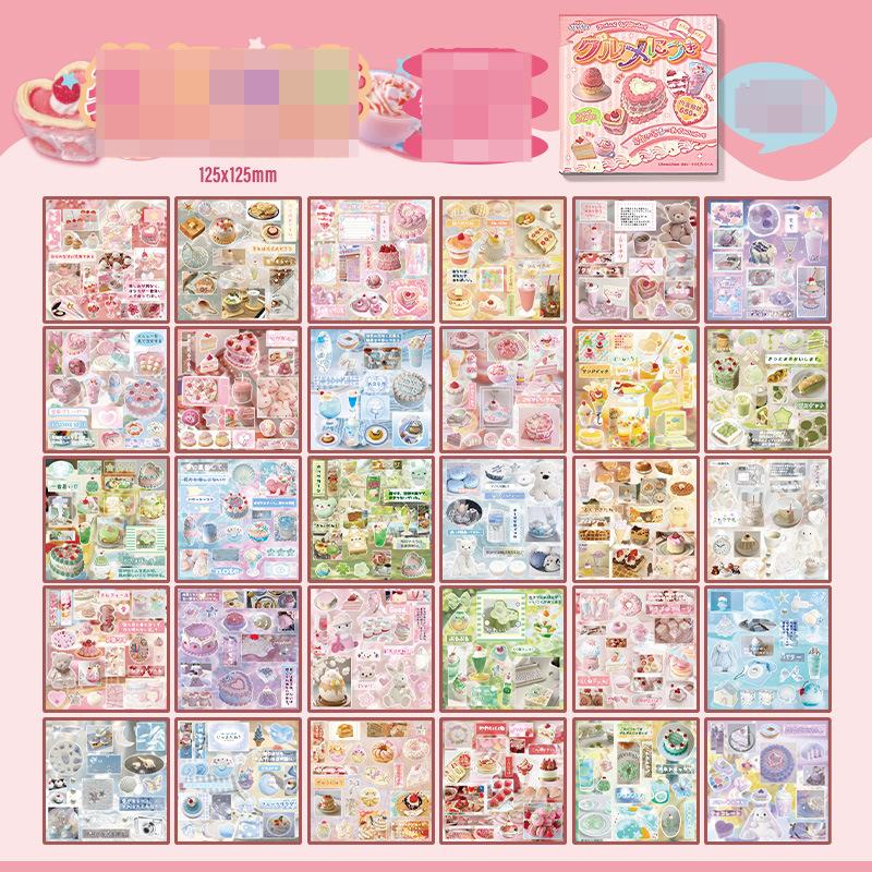Creative Design Vintage Scrapbook Journal Sticker Kawaii Japanese Cartoon Cake Stationery Sticker DIY Decor Sticker Kids Gift