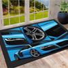 Bright Blue Supercar Multi‑Panel Comic Print Area Rug Non‑Slip Rectangular Floor Mat Auto Fan Home Decor Rug for Gaming Room Bedroom Living Room