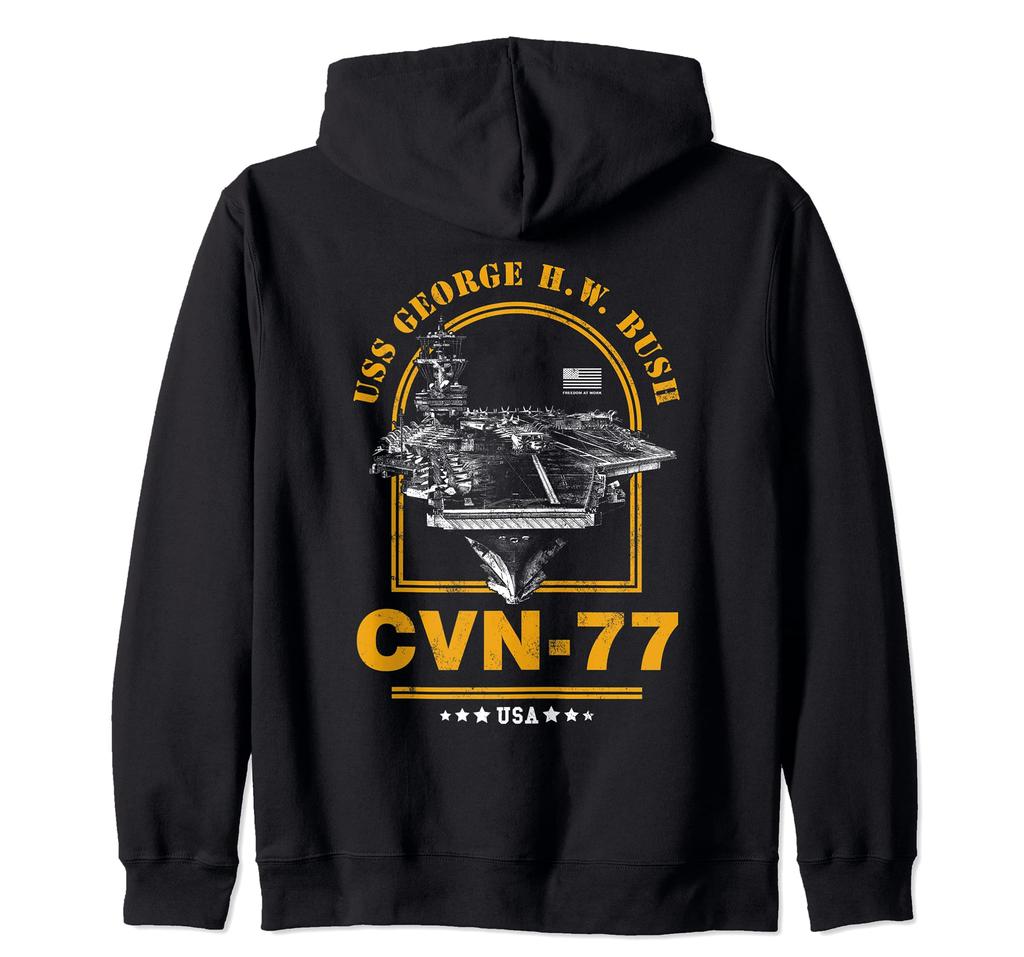 USS George Bush Aircraft Carrier Hoodie H. W. CVN-77 Zip-Up