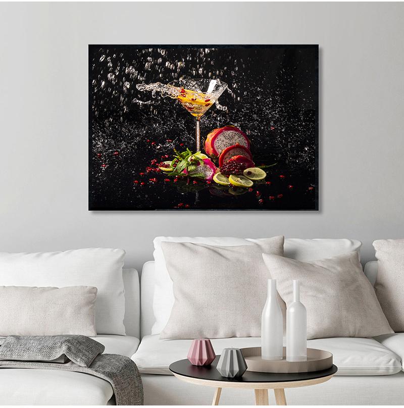 1 шт., красочные всплески в стекле, летние фрукты, настенные художественные картины для гостиной, кухни, домашнего декора, HD печать, холст, картины без рамки