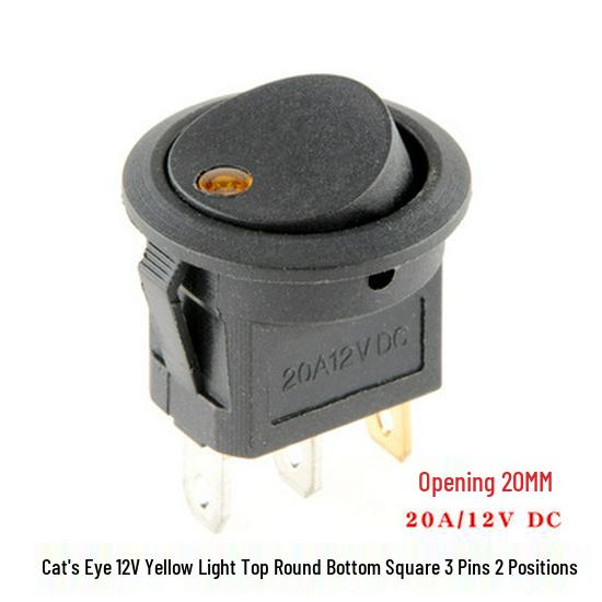 Кулисный переключатель KCD1: Круглый, Подсветка, 2/3/4-контактный, 2/3-позиционный, 6A 250V, Отверстие 20 мм.