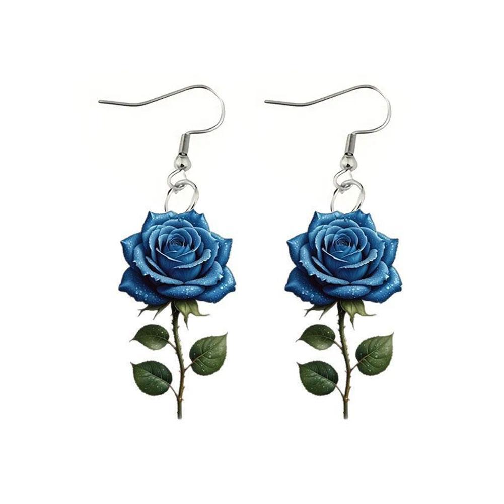 Fashion Acrylic 2D Flat Rose Earrings Romantic 2D Flat Earrings Rose Earrings Jewelry Flower Gi J8N7
