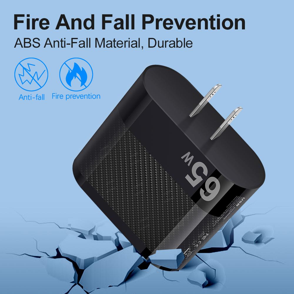 65W USB Charger PD Fast Charging 4 Ports Mobile Phone Charger for Xiaomi iPhone Samsung Quick Charge3.0 Fast Wall Charger
