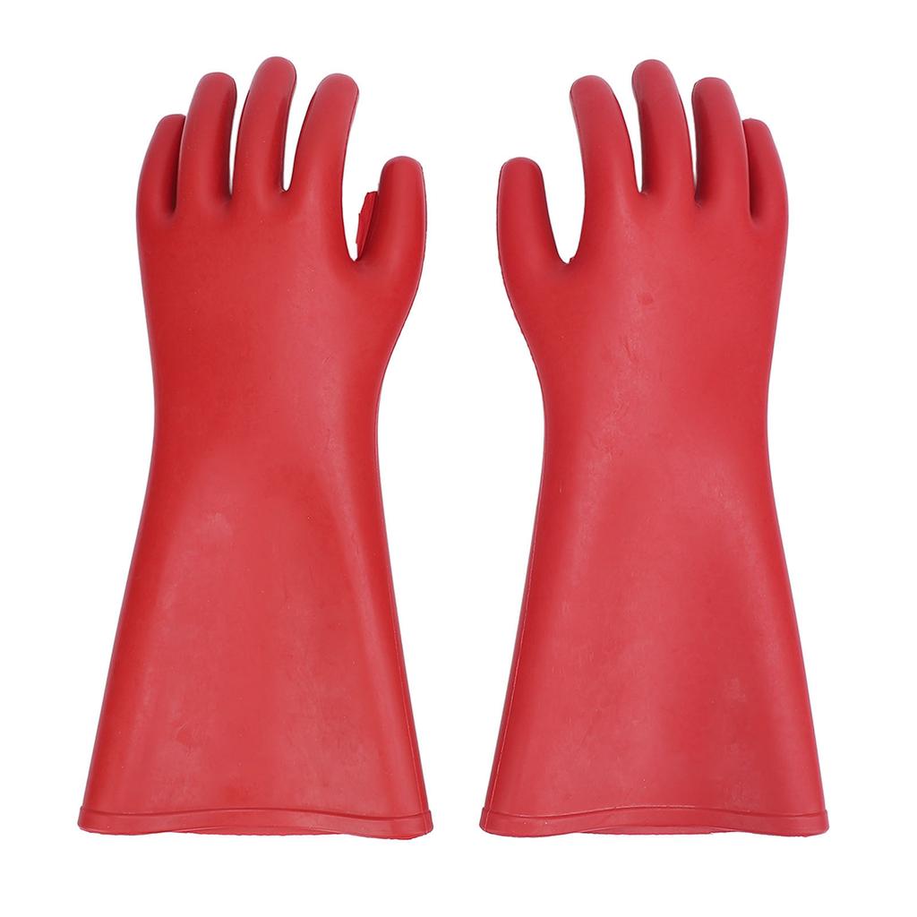 2 Pcs Electrical Insulated Gloves Red Rubber 12kv High Voltage Resistant Anti Cutting Piercing Elect